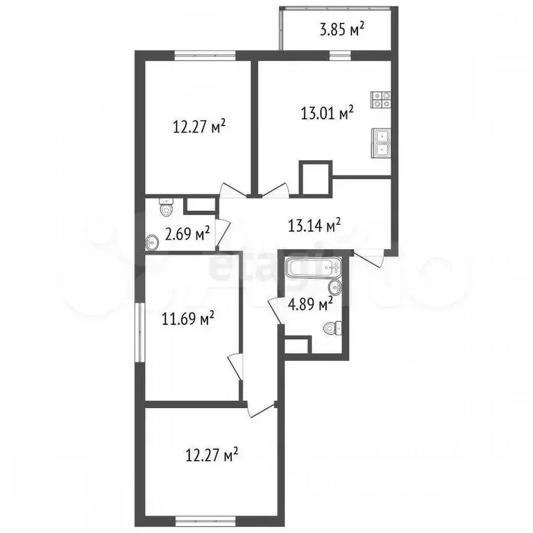 3-к. квартира, 70 м, 22/23 эт. - Фото 0