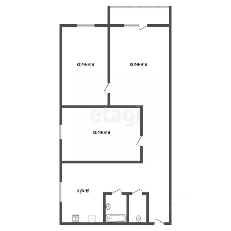 3-к кв. Тульская область, Щекино ул. Емельянова, 16 (50.0 м) - Фото 1