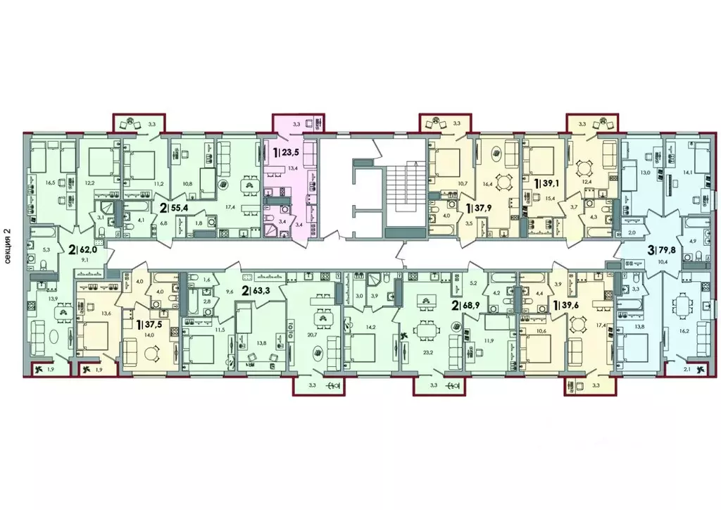 2-к кв. Тверская область, Тверь Южный жилой комплекс (62.0 м) - Фото 2