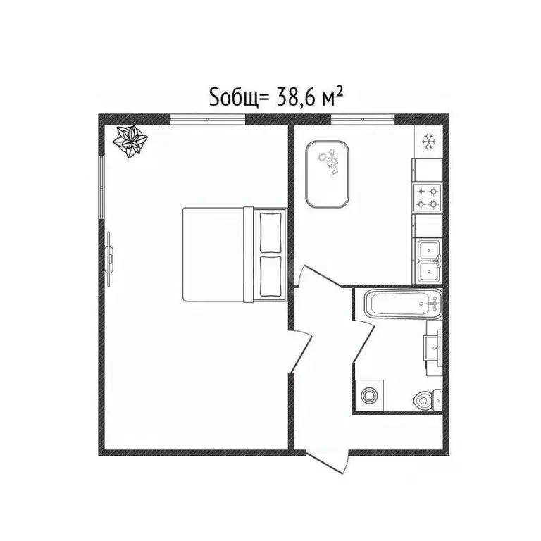 1-к кв. Брянская область, Брянск ул. Горбатова, 1 (38.6 м) - Фото 1