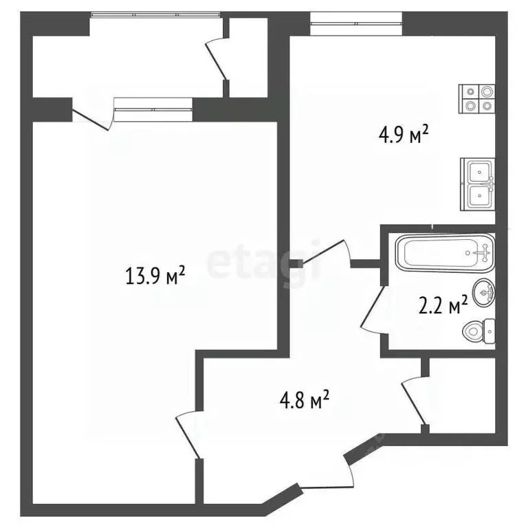 1-к кв. Севастополь, Севастополь, Балаклава г. ул. Воровского, 6 (30.3 ... - Фото 2