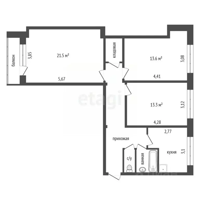 3-к кв. Красноярский край, Сосновоборск ул. Энтузиастов, 10 (73.0 м) - Фото 1