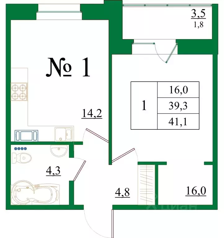 1-к кв. Ленинградская область, Гатчина Красносельское ш., 4Ак1 (41.1 ... - Фото 1
