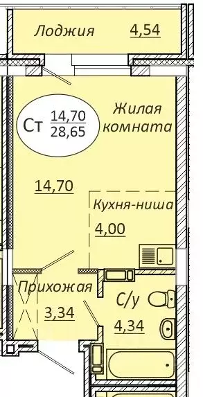 Студия Новосибирская область, Новосибирск 2-я Воинская ул., 51 (28.65 ... - Фото 1