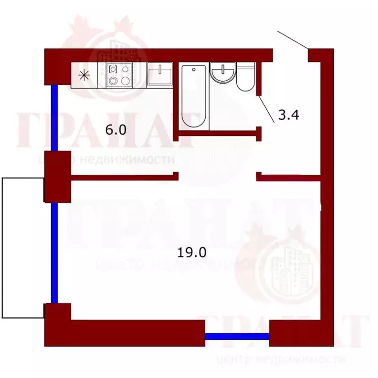 1-комнатная квартира: Асбест, Ленинградская улица, 12/2 (30.9 м) - Фото 0