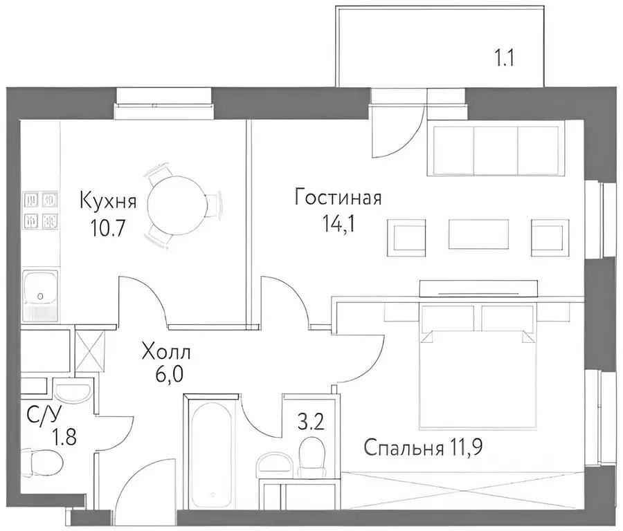 2-к кв. Москва проезд Невельского, 1к4 (50.0 м) - Фото 1