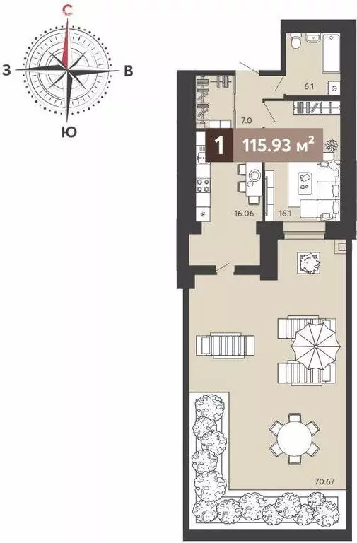 1-комнатная квартира: Пенза, улица Щербакова, 69 (115.93 м) - Фото 1