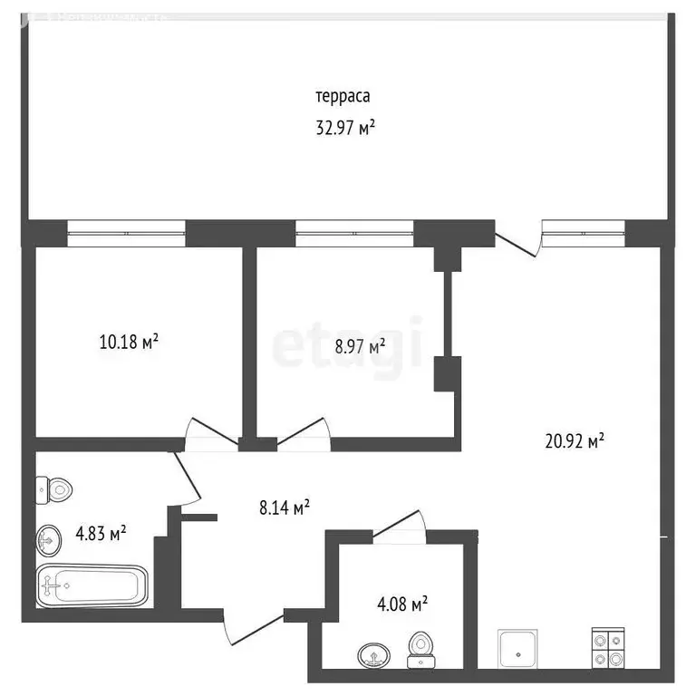 2-комнатная квартира: Тюмень, Лесопарковая улица, 1к1 (57.7 м) - Фото 1