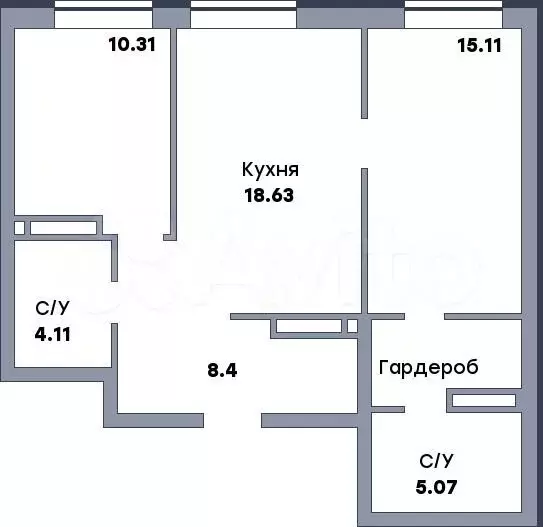 2-к. квартира, 65,6 м, 13/17 эт. - Фото 0