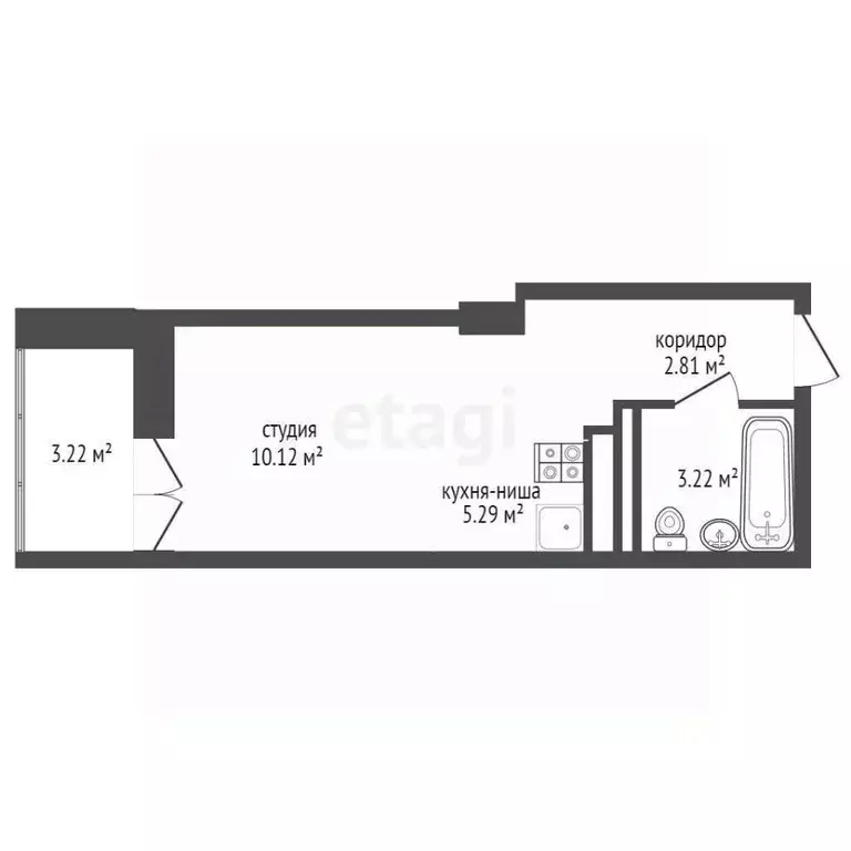 Студия Ростовская область, Ростов-на-Дону Западный мкр, ул. ... - Фото 1