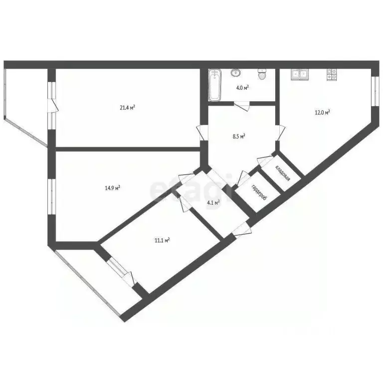 3-к кв. Тамбовская область, Тамбов ул. Чичерина, 62 (87.6 м) - Фото 1