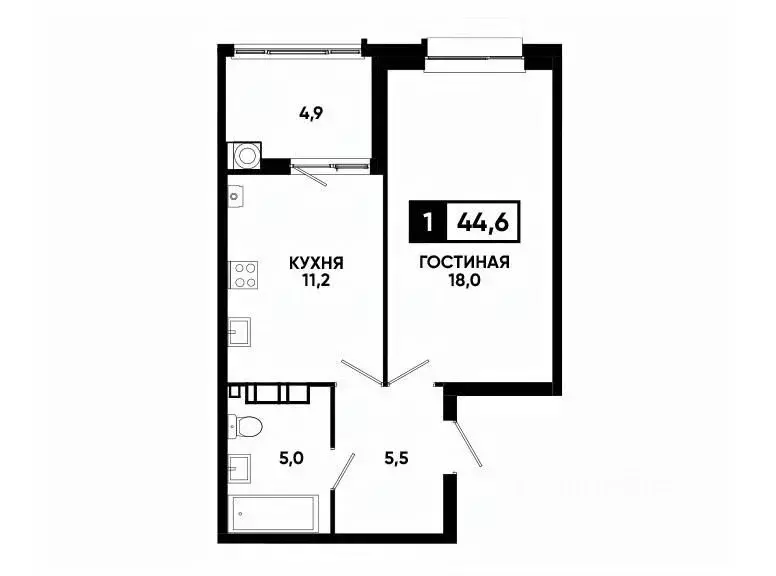 1-к кв. Ставропольский край, Ставрополь ул. Андрея Голуба, 14к3 (44.6 ... - Фото 0