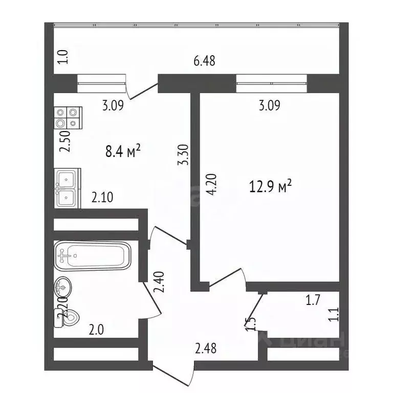 1-к кв. Московская область, Дмитров Имени В.Н. Махалина мкр, 39 (32.4 ... - Фото 1