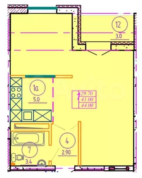 2-к. квартира, 44 м, 6/10 эт. - Фото 0
