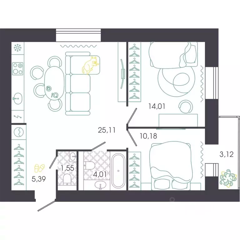 2-к кв. Пензенская область, Пенза Колышлейская ул., 7 (63.86 м) - Фото 1