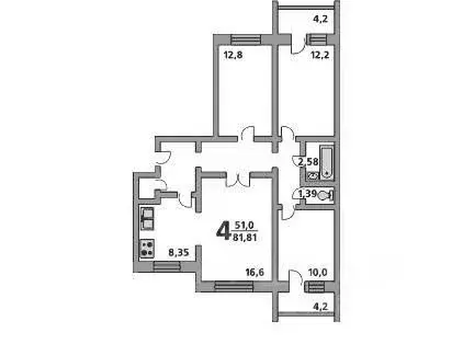 4-к кв. Ханты-Мансийский АО, Лангепас ул. Ленина, 39 (80.7 м) - Фото 1