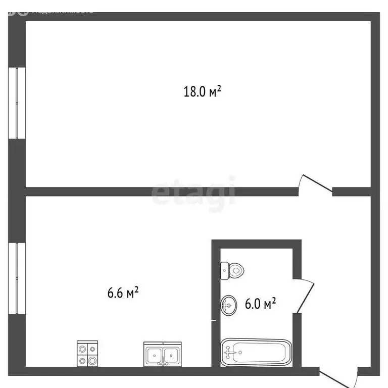 1-комнатная квартира: Самара, улица Александра Матросова, 50 (30 м) - Фото 1