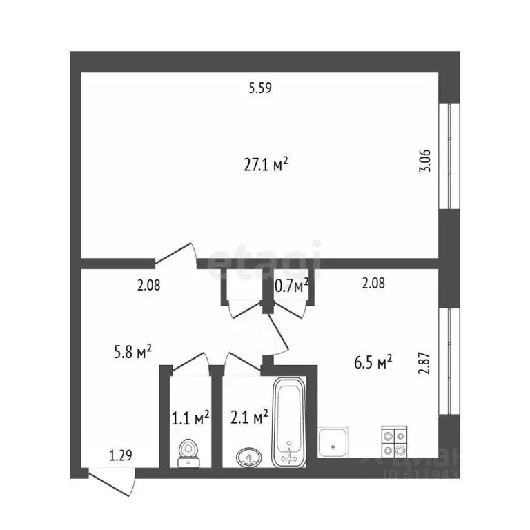 1-к кв. Мордовия, Саранск Гожувская ул., 35 (33.3 м) - Фото 1