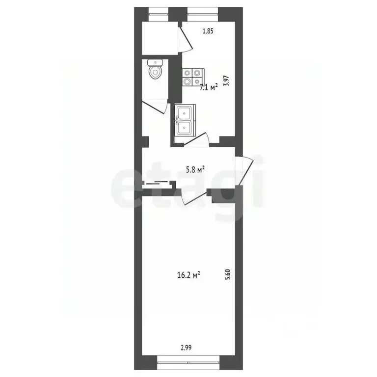 1-к кв. Псковская область, Печоры Псковская ул., 19 (31.9 м) - Фото 2