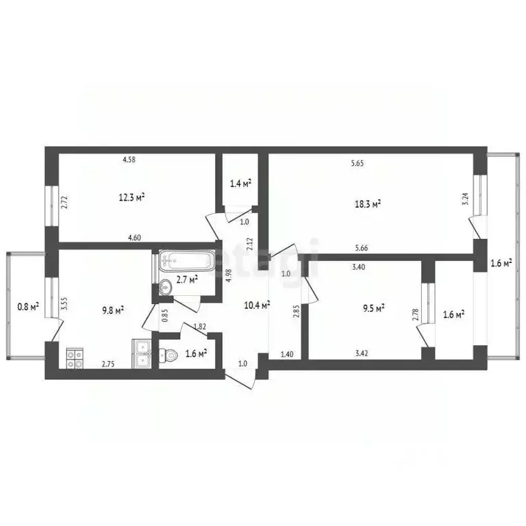 3-к кв. Крым, Феодосия бул. Старшинова, 21 (66.0 м) - Фото 2