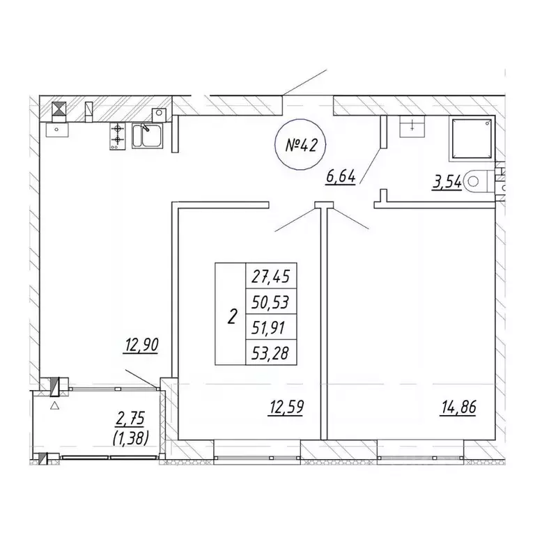 2-к кв. Калининградская область, Зеленоградск пос. Малиновка,  (53.28 ... - Фото 1