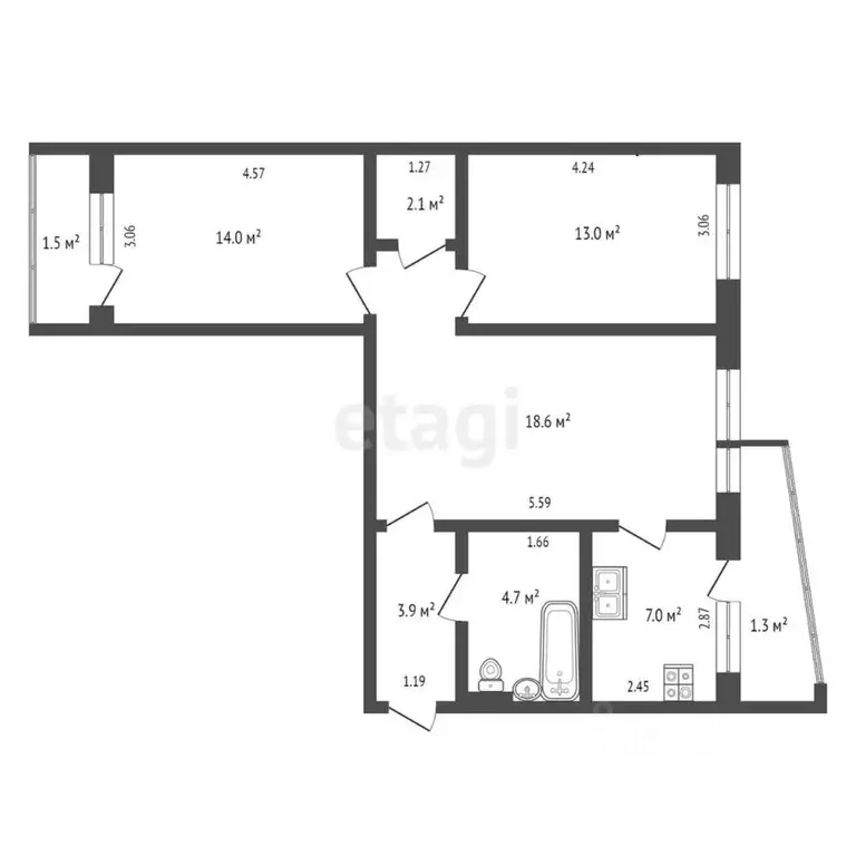 3-к кв. Мордовия, Саранск ул. Косарева, 17 (64.1 м) - Фото 1