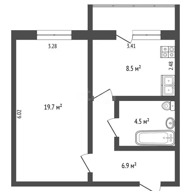 1-комнатная квартира: Вологда, Дальняя улица, 20Г (39.6 м) - Фото 1