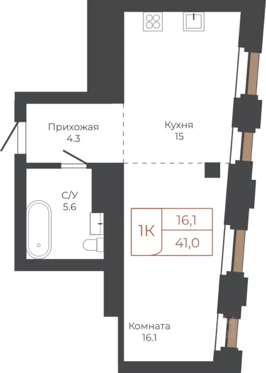 1-к кв. Алтайский край, Барнаул пл. Баварина, 8к2 (40.9 м) - Фото 1