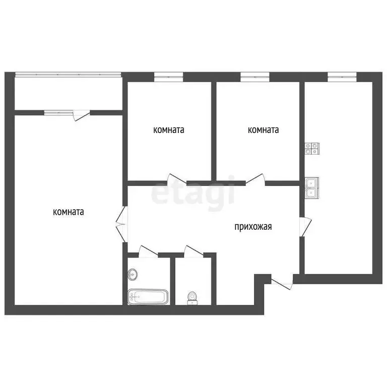 3-комнатная квартира: Заводоуковск, Революционная улица, 17 (54 м) - Фото 1