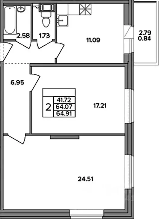 2-к кв. Санкт-Петербург пос. Шушары, Ленсоветовский тер., 19к2 (64.91 ... - Фото 1