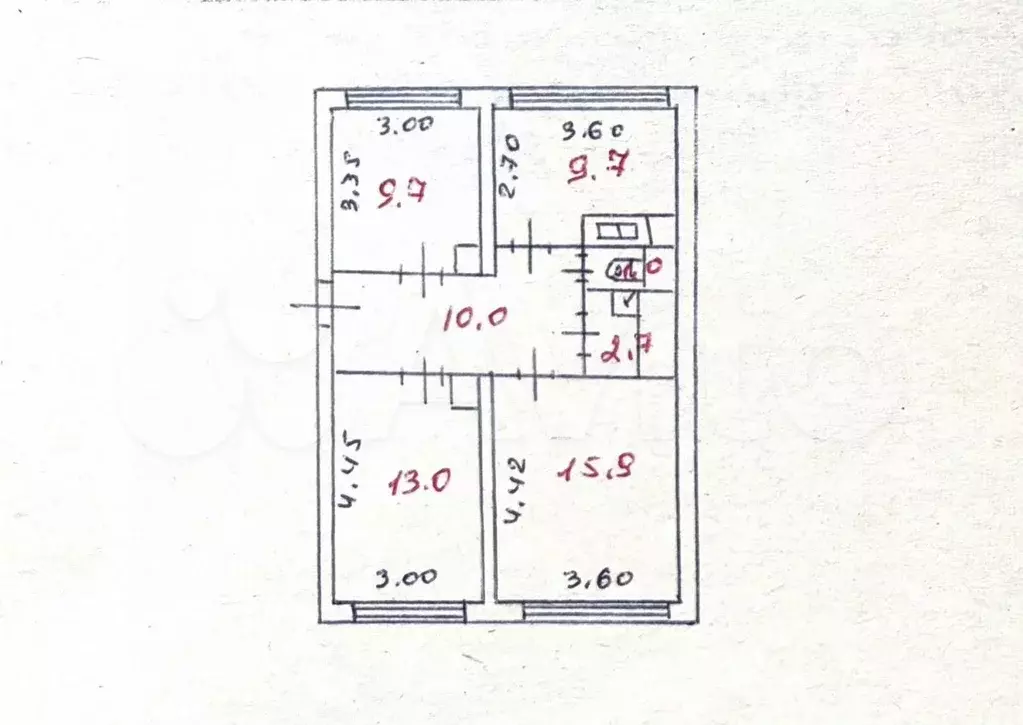 3-к. квартира, 62,6 м, 1/5 эт. - Фото 0