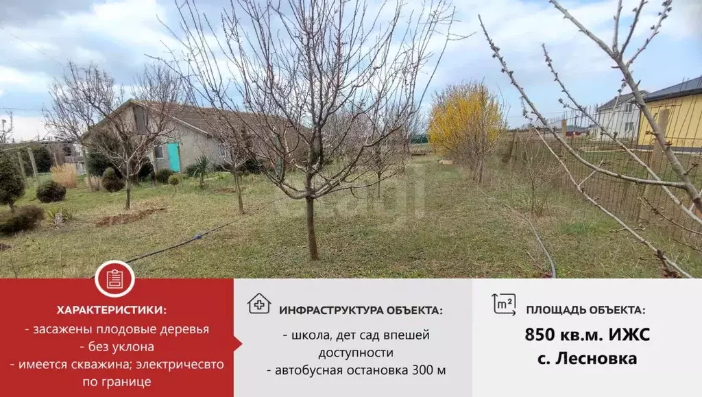 Участок в Крым, Сакский район, с. Лесновка ул. Тополиная (8.5 сот.) - Фото 1