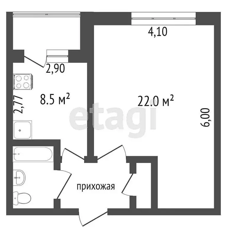 1-комнатная квартира: Омск, улица Химиков, 12/2 (35 м) - Фото 1
