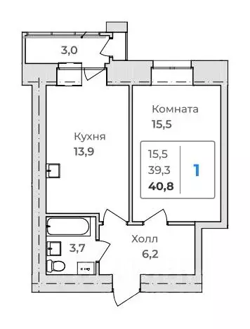 1-к кв. Амурская область, Благовещенск  (40.8 м) - Фото 0