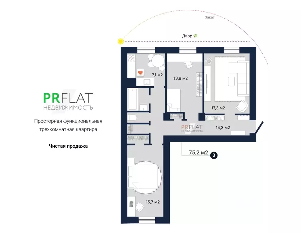 3-к кв. Свердловская область, Екатеринбург ул. Техническая, 81 (75.2 ... - Фото 2
