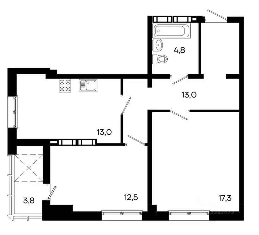 2-к кв. Крым, Симферополь ул. Севастопольская, 41 (64.4 м) - Фото 0