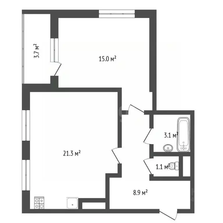 1-к кв. Тюменская область, Тюмень ул. 50 лет Октября, 75к2 (49.1 м) - Фото 1