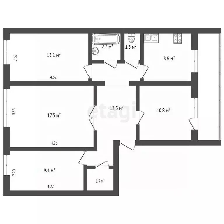 4-к кв. Башкортостан, Бирск ул. Мира, 130 (76.1 м) - Фото 2