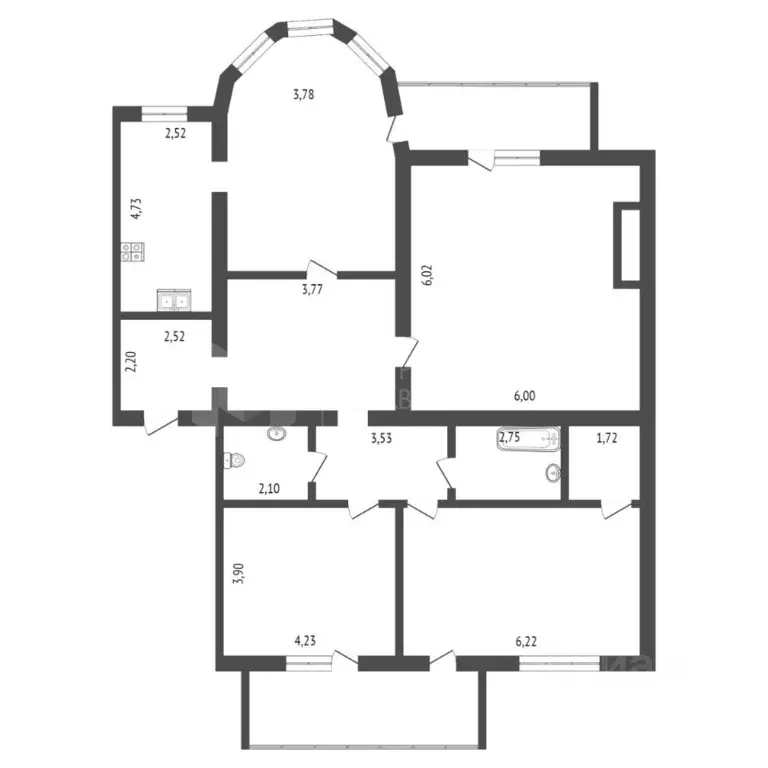 3-к кв. Тюменская область, Тюмень Новосибирская ул., 50 (160.8 м) - Фото 1