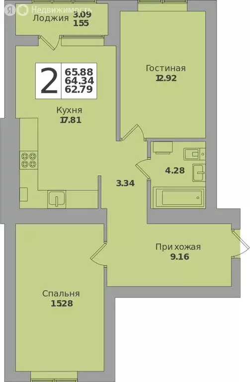 2-комнатная квартира: Калининград, Понартская улица, 14 (65.88 м) - Фото 0