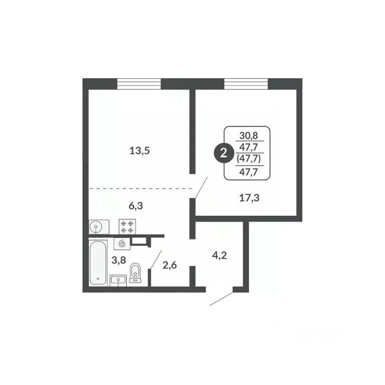 2-к кв. Кировская область, Киров Московская ул., 209 (47.7 м) - Фото 1