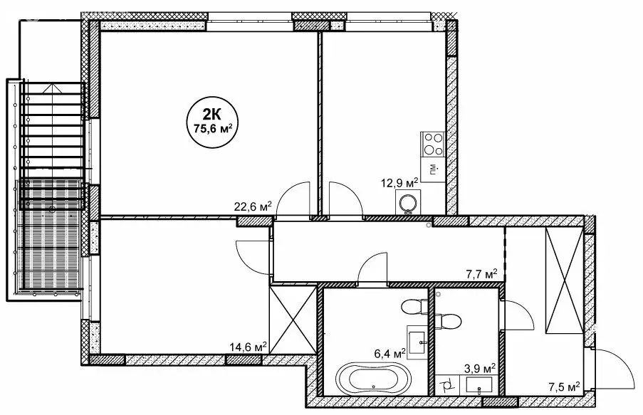 2-комнатная квартира: Нижний Новгород, посёлок Cовхоза Цветы (75.6 м) - Фото 0