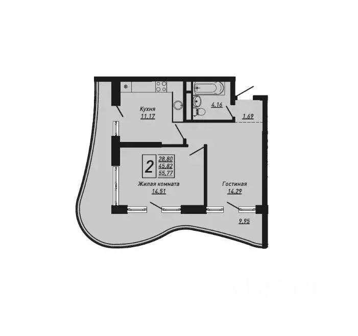 2-к кв. Краснодарский край, Туапсинский муниципальный округ, с. ... - Фото 1