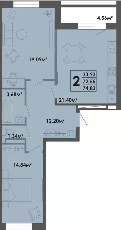 2-к кв. Саха (Якутия), Якутск ул. Богатырева, 9 (74.83 м) - Фото 1