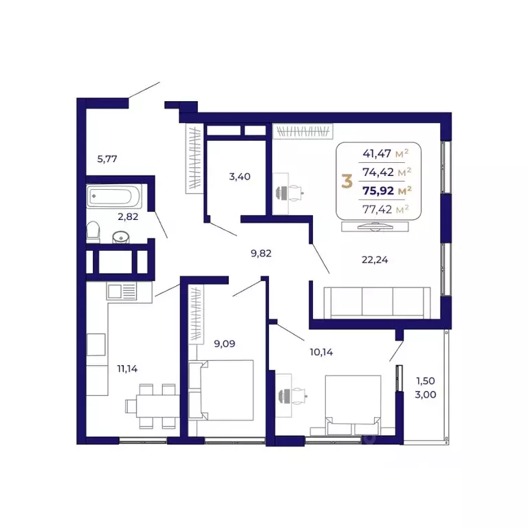 3-к кв. Башкортостан, Уфа Затон-Восточный жилрайон, Паруса жилой ... - Фото 0