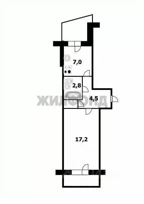 Квартира, 1 комната, 34.6 м - Фото 0
