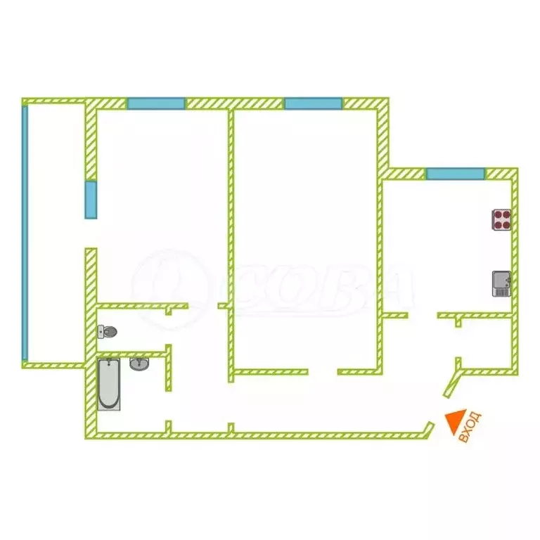 2-комнатная квартира: Тюмень, Камчатская улица, 50 (53 м) - Фото 2