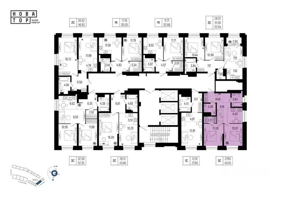 3-к кв. Башкортостан, Уфа Глумилино-1 мкр, Новатор жилой комплекс ... - Фото 2