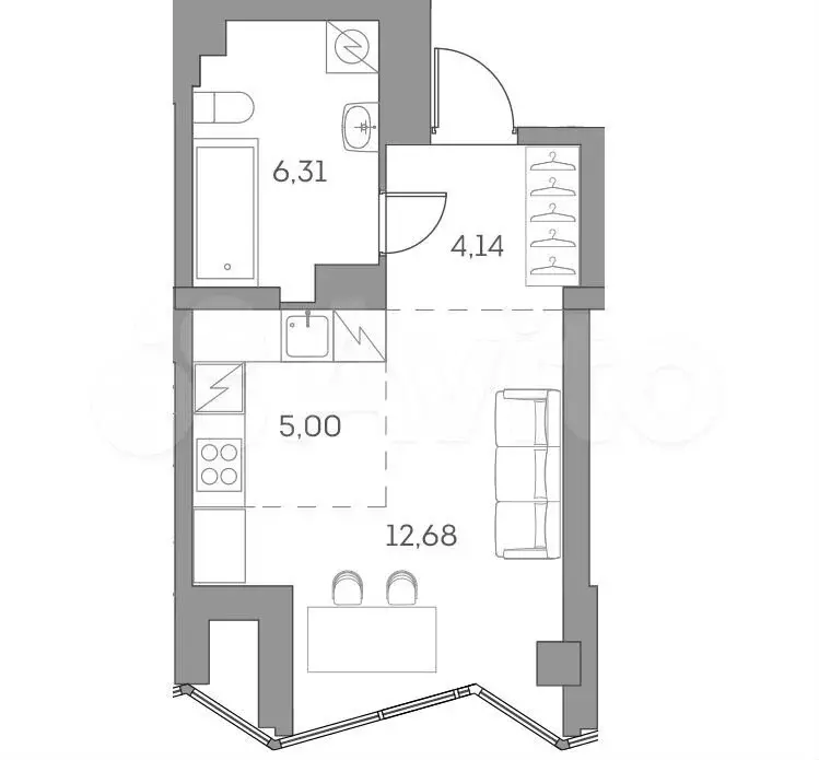 квартира-студия, 28,1 м, 14/28 эт. - Фото 0