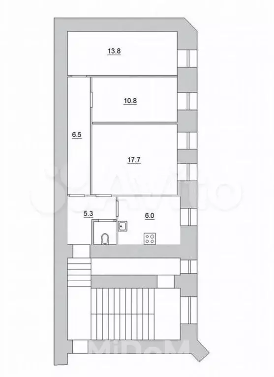 3-к. квартира, 60,1 м, 2/4 эт. - Фото 0